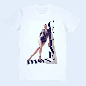 NWT Official Merch CELINE DION LEOPARD CONCERT/TOUR SHORT SLEEVE T-SHIRT Courage